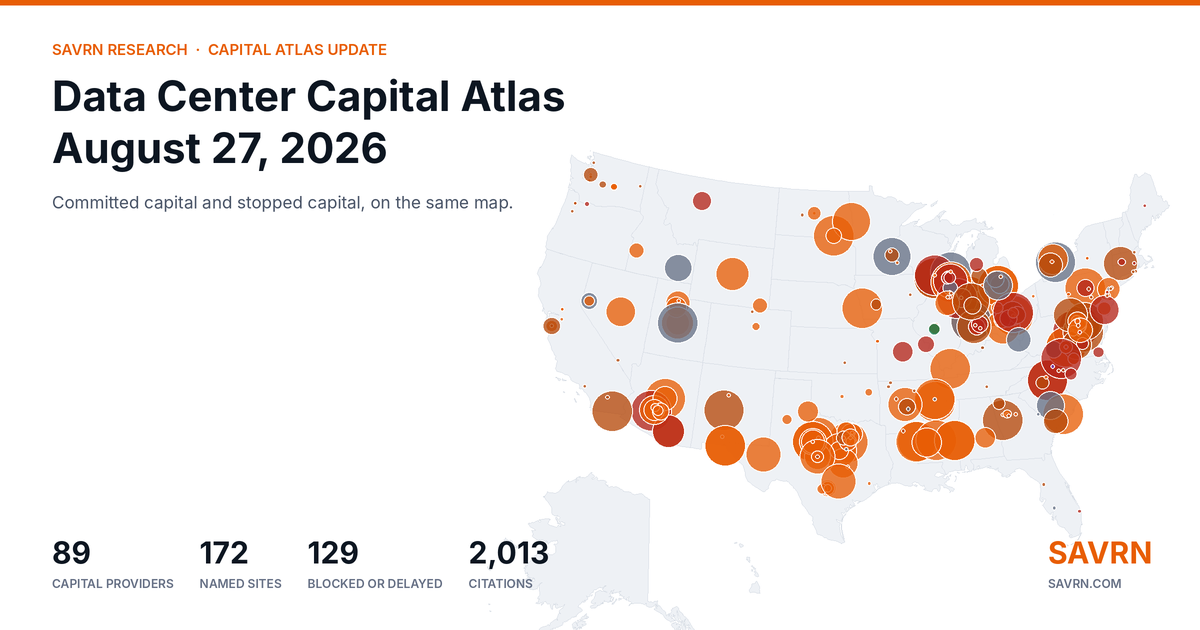 Data Center Capital Atlas Update: August 27, 2026