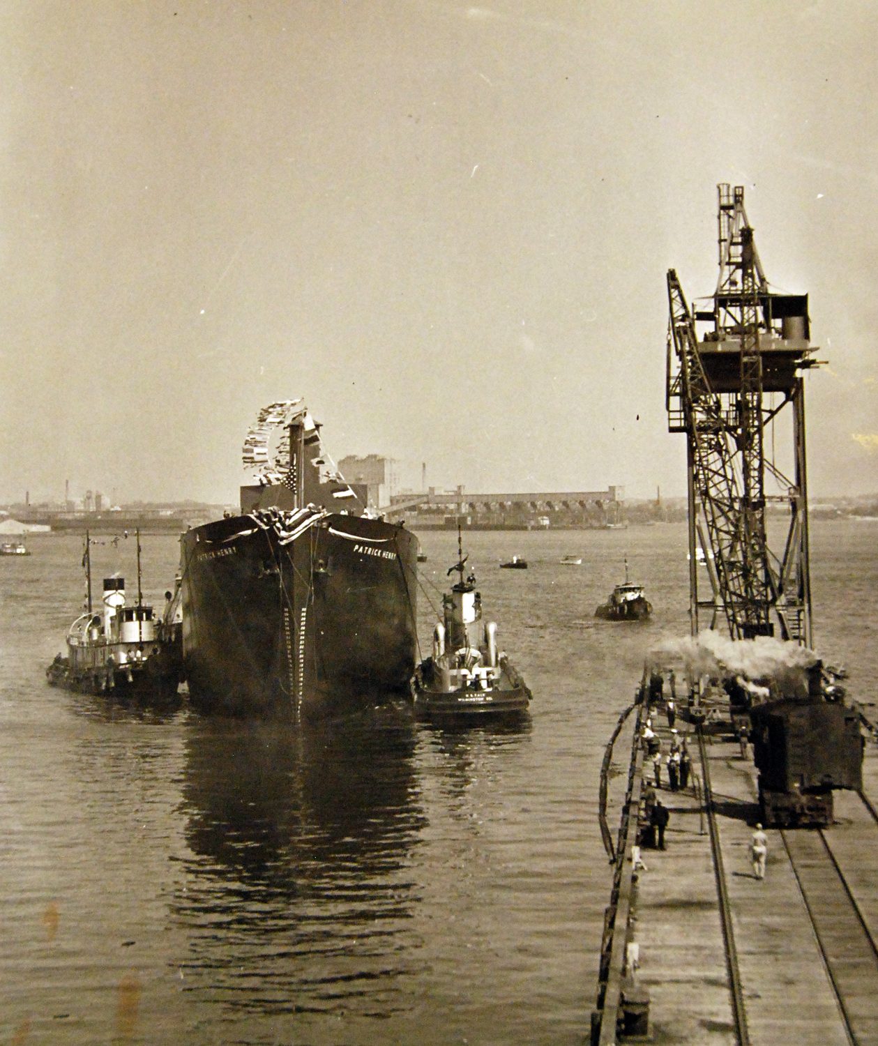 The SS Patrick Henry, the first Liberty ship, at her launch in Baltimore, 1941.