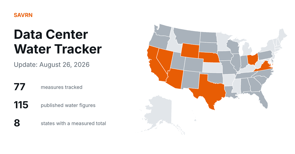 Data Center Water Tracker Update: August 26, 2026